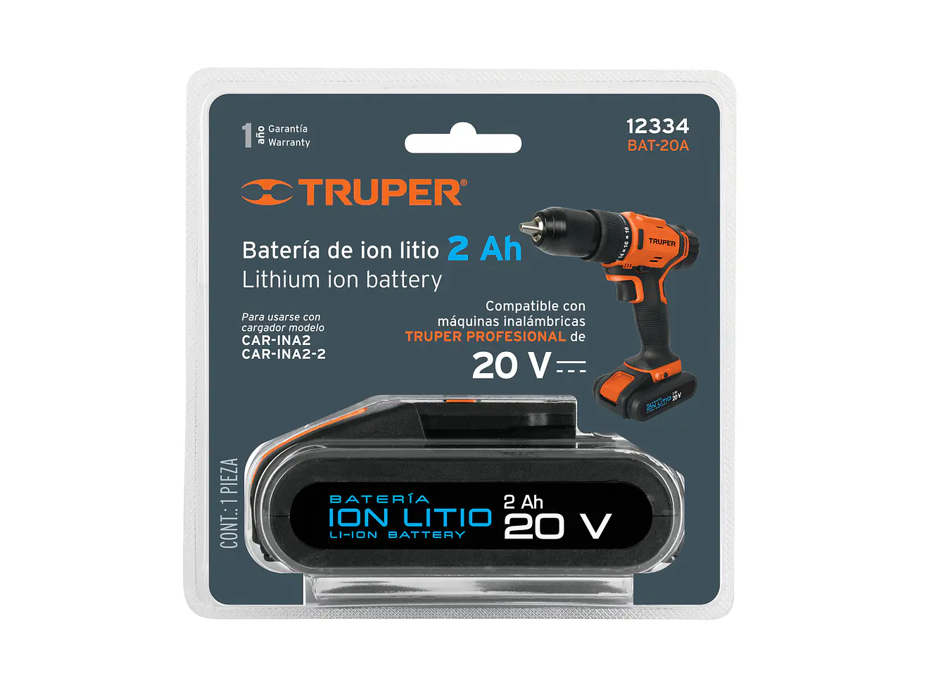 Batería ion Litio, 18 V para TALI-18A2 y ROTI-18A2 PRETUL 12334 - Foto 2 | aztools.co