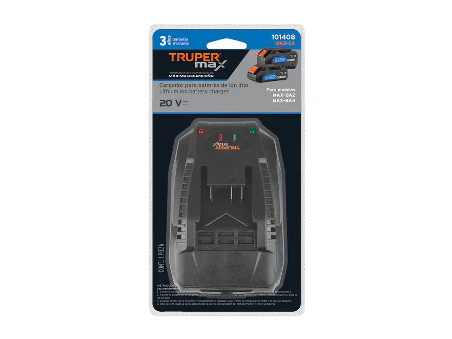 Cargador de baterías ion litio Truper MAX de 20 V - Foto 2 | aztools.co