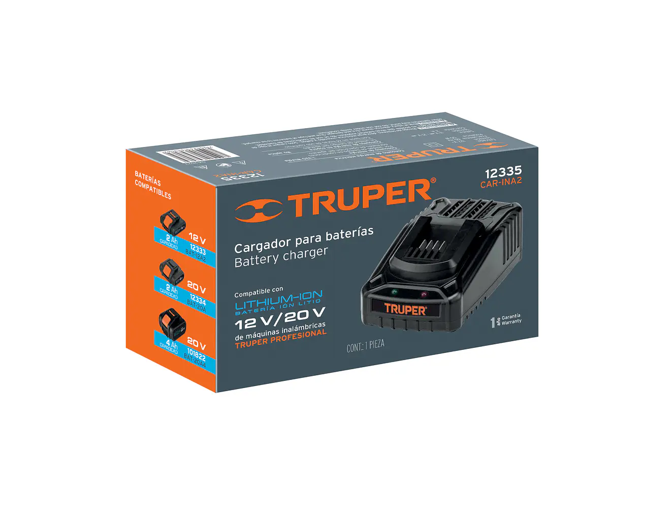 Cargador de baterías ion Litio Truper 12335 de 12 a 18 V  - Foto 2 | aztools.co