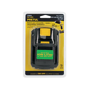 Batería ión litio Pretul 21019, 20 V para rotomartillo ROTI-20P, 