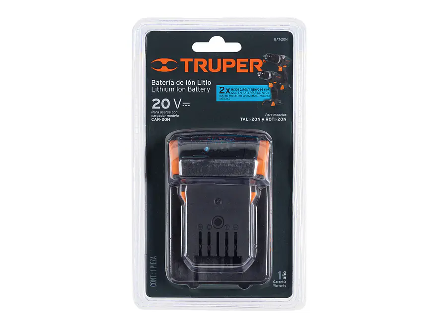 Batería ión Litio, 20 V para TALI-20N y ROTI-20N TRUPER 15041 - Foto 2 | aztools.co