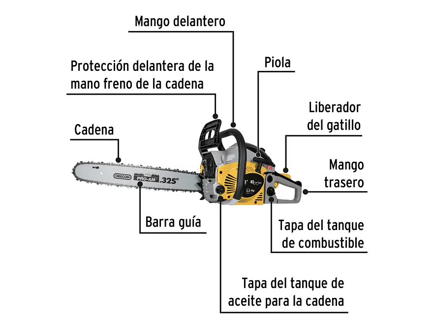 Motosierra a gasolina, motor 45 cc, barra 18', Pretul