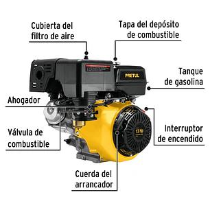 Motor a gasolina Pretul 28115, 13 HP con sensor de aceite 