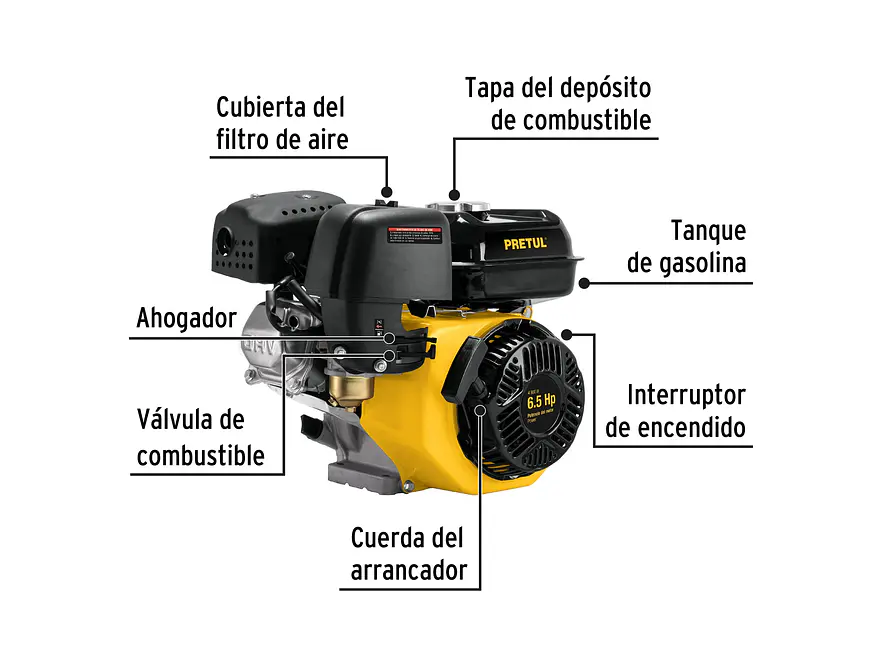Motor a gasolina Pretul 28114, 6.5 HP con sensor de aceite - Foto 2 | aztools.co