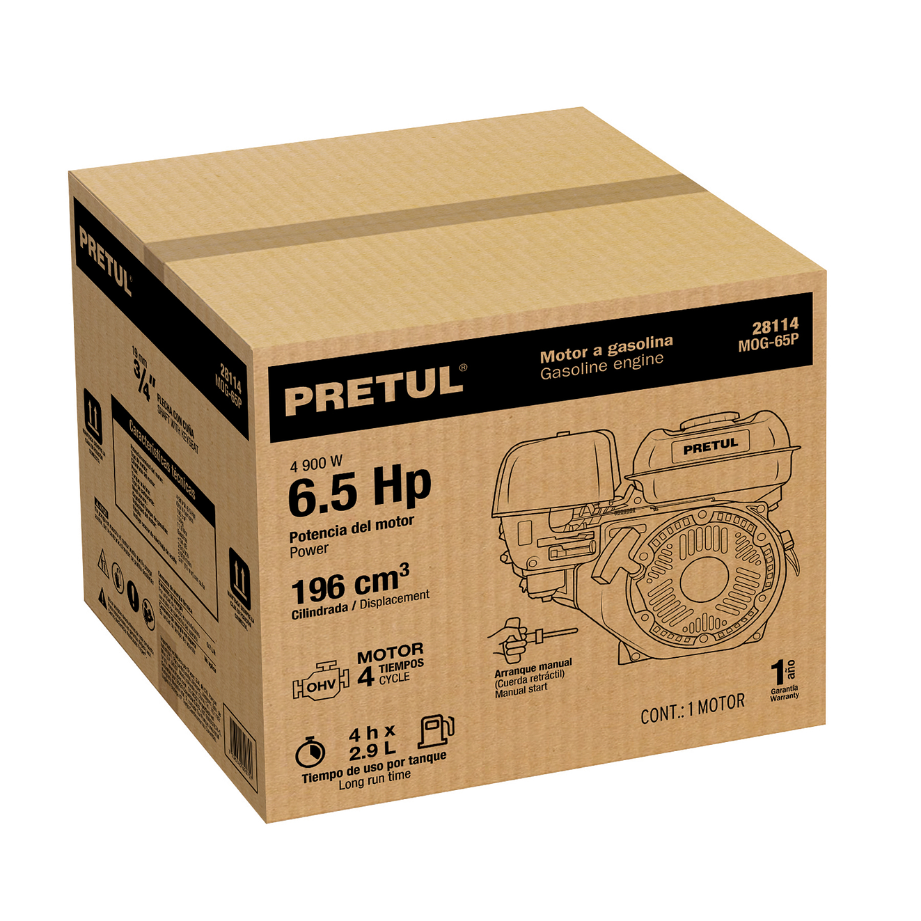 Motor a gasolina Pretul 28114, 6.5 HP con sensor de aceite 5