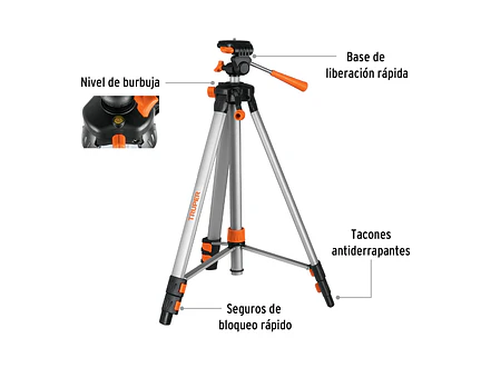 Tripié extensible de aluminio para nivel láser Truper 100811, 50-150 cm