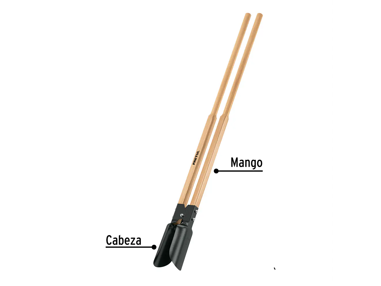 Cavador mango madera 44', Pretul
