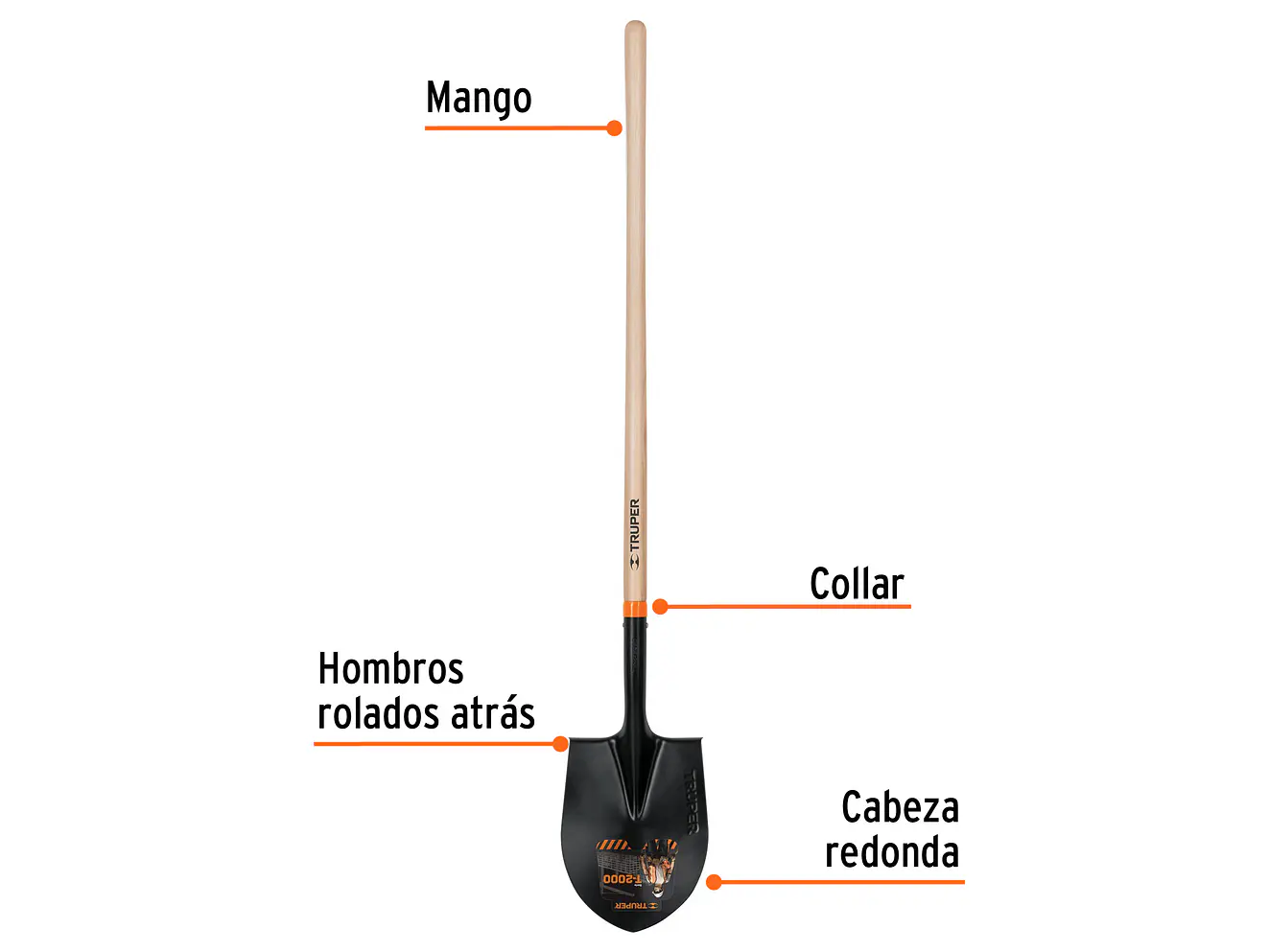 Pala redonda, T-2000, # 2, mango largo TRUPER 10604 - Foto 2 | aztools.co
