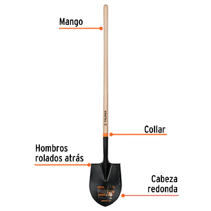 Pala redonda, T-2000, # 2, mango largo TRUPER 10604