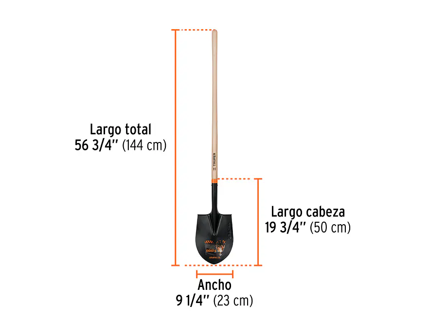 Pala redonda, T-2000, # 2, mango largo TRUPER 10604 - Foto 3 | aztools.co