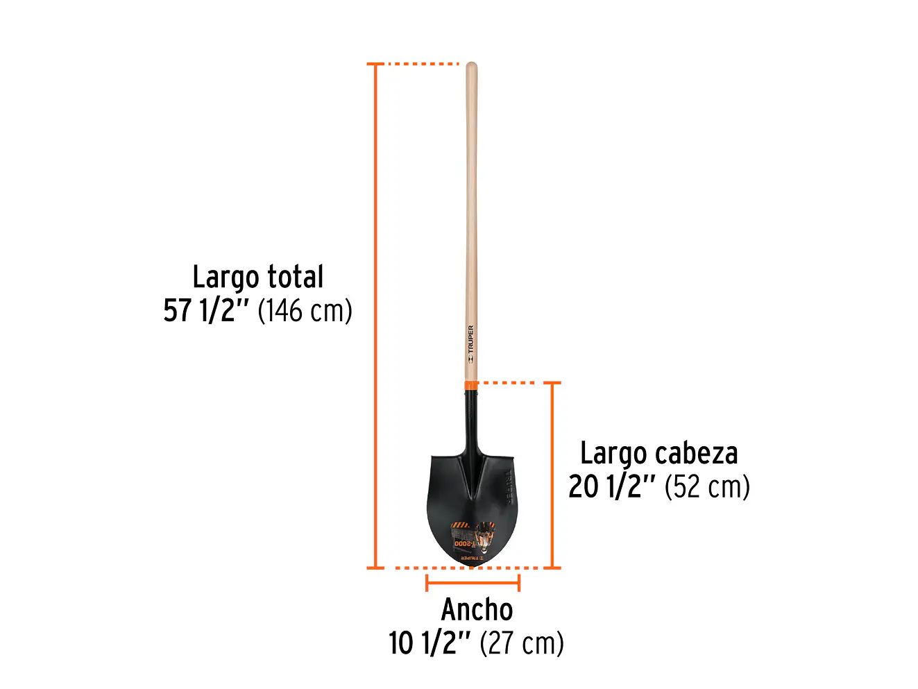 Pala redonda, T-2000, # 4, mango largo TRUPER 10605 - Foto 2 | aztools.co