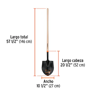 Pala redonda, T-2000, # 4, mango largo TRUPER 10605