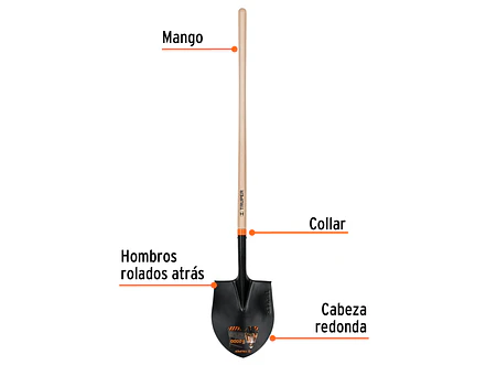 Pala redonda, T-2000, # 4, mango largo TRUPER 10605 - Foto 3 | aztools.co