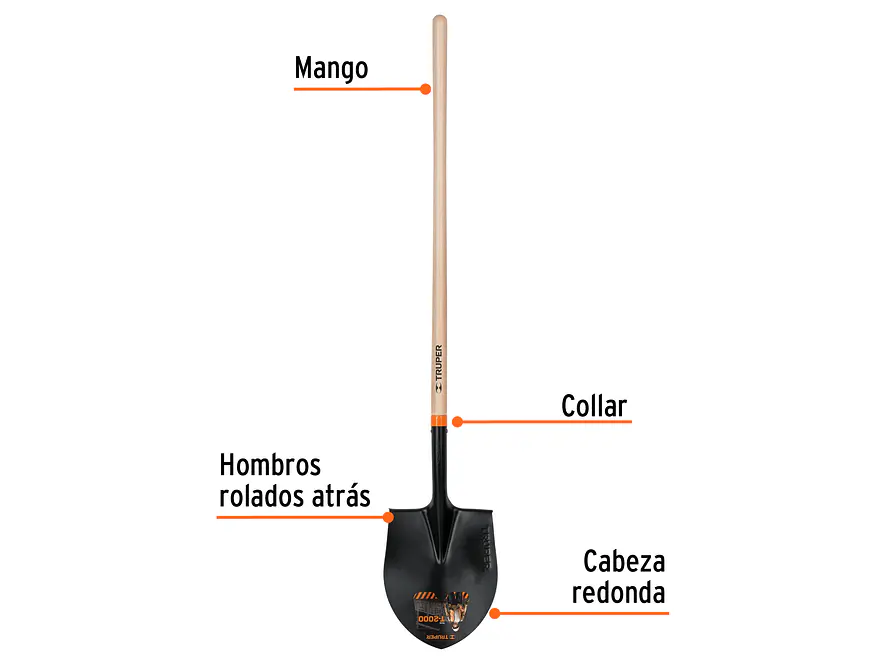 Pala redonda, T-2000, # 4, mango largo TRUPER 10605 - Foto 3 | aztools.co
