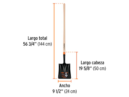 Pala cuadrada, T-2000, #2 mango largo TRUPER 17176 - Foto 2 | aztools.co