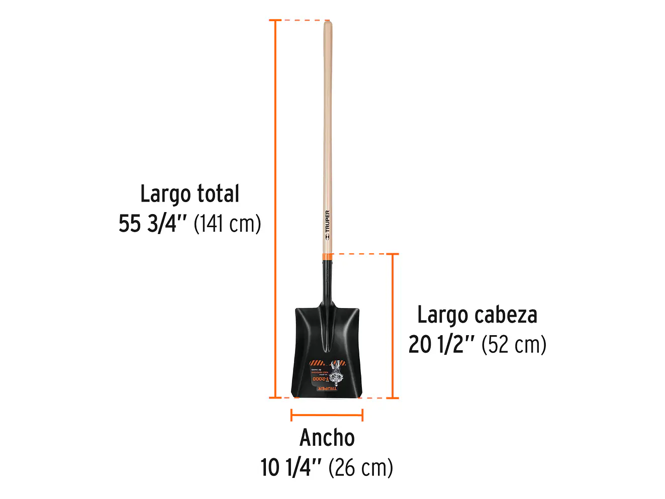 Pala cuadrada, Español, #4 mango largo TRUPER 11391 - Foto 2 | aztools.co