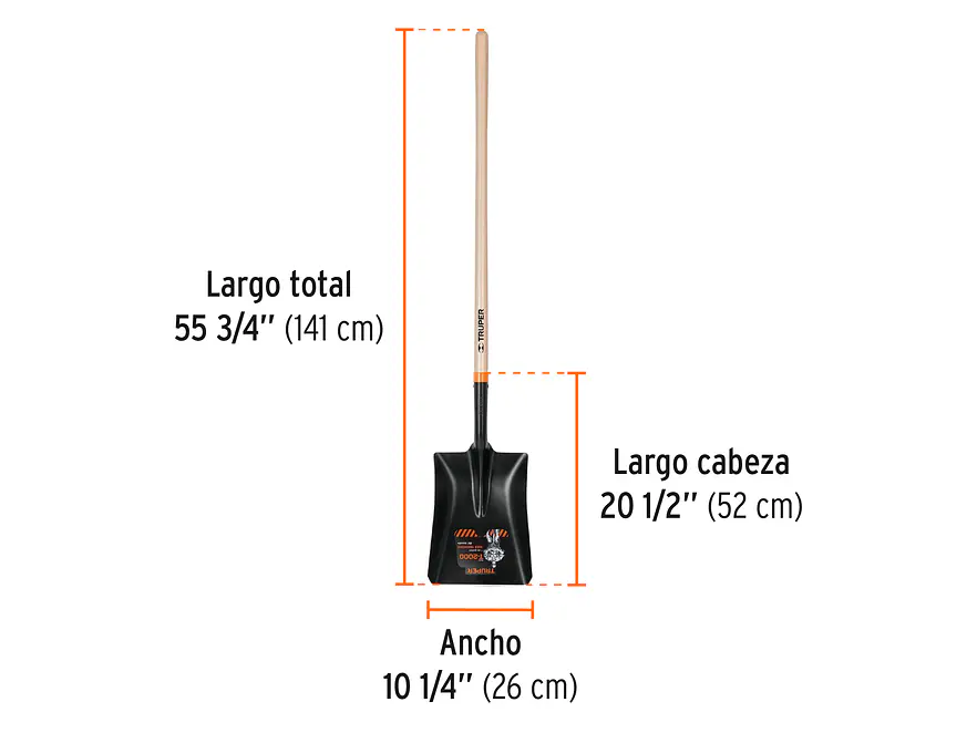 Pala cuadrada, Español, #4 mango largo TRUPER 11391 - Foto 2 | aztools.co