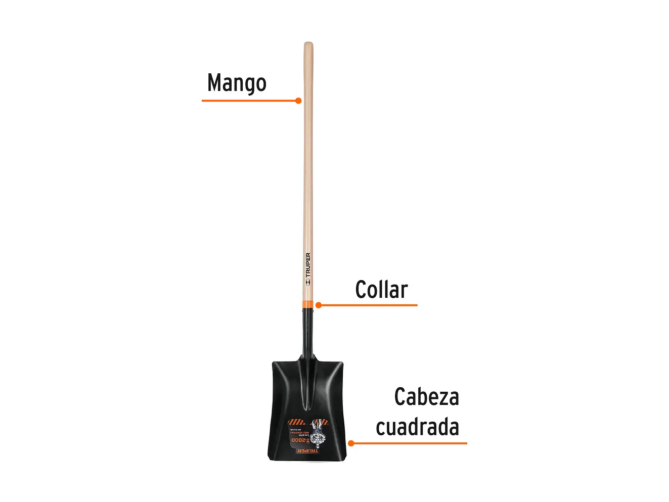 Pala cuadrada, Español, #4 mango largo TRUPER 11391 - Foto 3 | aztools.co