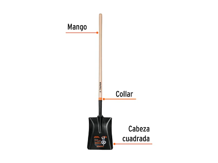 Pala cuadrada, Español, #4 mango largo TRUPER 11391 - Foto 3 | aztools.co