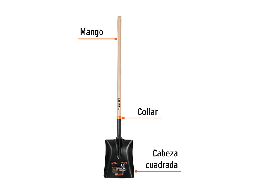 Pala cuadrada, Español, #4 mango largo TRUPER 11391 - Foto 3 | aztools.co