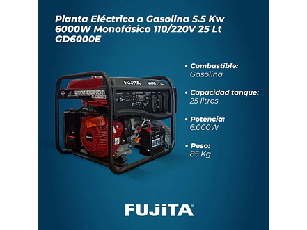 Planta Eléctrica 6000W Gasolina Fujita GD6000E con Arranque Eléctrico - Foto 4 | aztools.co