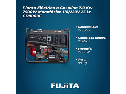 Planta Eléctrica 7500W Gasolina Fujita GD8000E con Arranque Eléctrico - Foto 5 | aztools.co