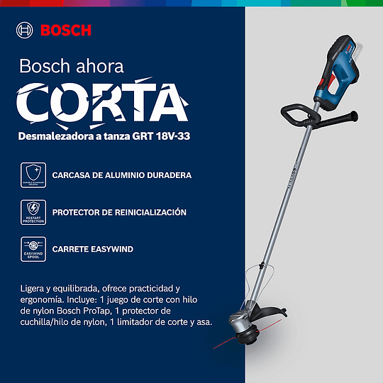 Guadaña Inalámbrica Bosch GRT 18V-33: Potencia y Libertad sin Cables | Sin Baterias y Cargador