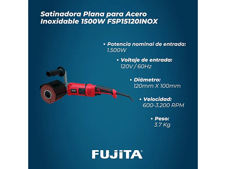 Satinadora Plana Fujita FSP15120INOX 1500W, Velocidad Variable, Acero Inoxidable - Foto 3 | aztools.co