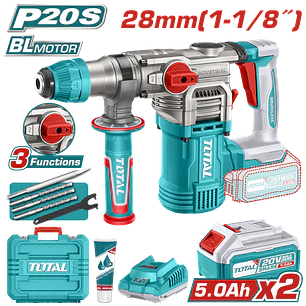 Rotomartillo Brushless 20V TOTAL UTRHLI202885 Industrial 4.5J + 2 Baterías + Accesorios