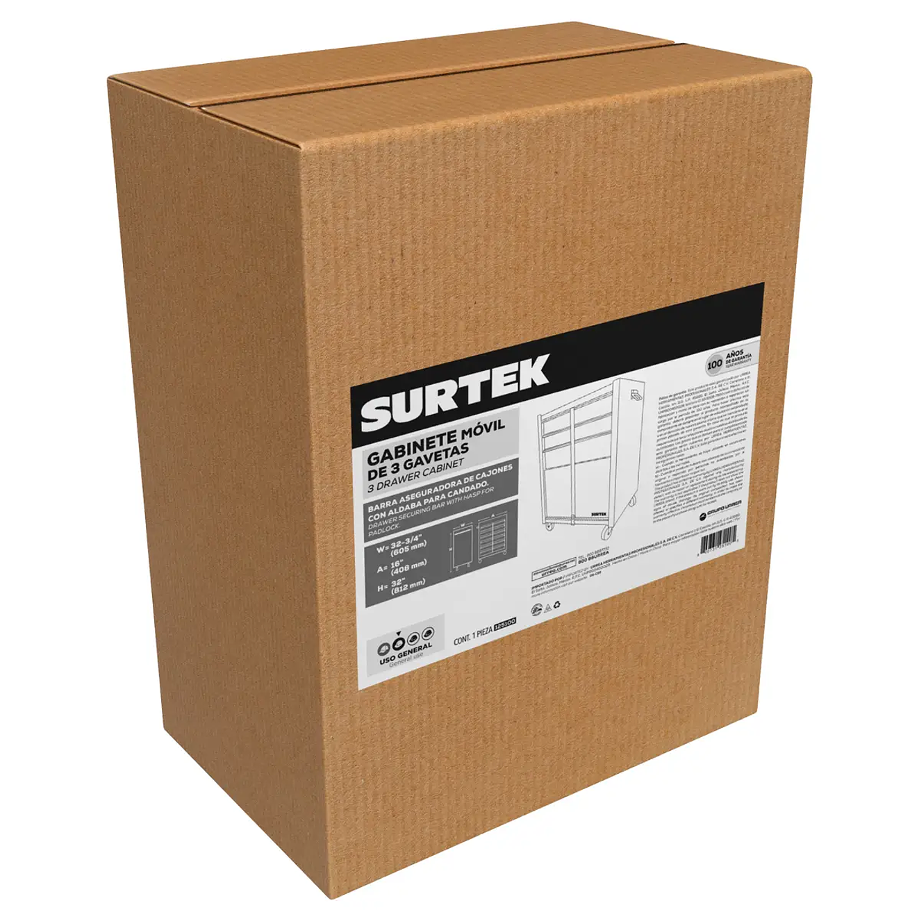 Gabinete Móvil Surtek 125100 | 3 Gavetas | Carros Porta Herramientas 26