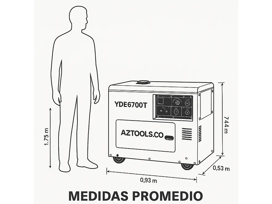 Planta Eléctrica Diésel 5kVA Bifásica YORKING YDE6700T  - Foto 3 | aztools.co