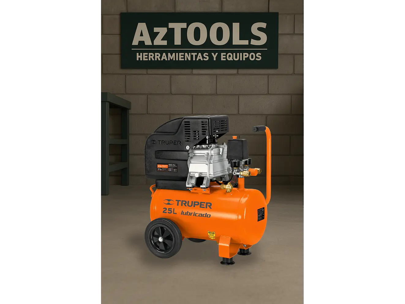 Compresor Truper 15006 Horizontal 25L 3HP 127V  - Foto 5 | aztools.co