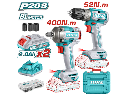 Combo Brushless 20V TOTAL UTCKLI20271 Taladro Percutor + Llave de Impacto - Envío a todo Colombia | aztools.co