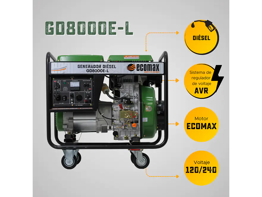 Planta Eléctrica Ecomax GD8000E-L 7.8 kVA Diésel Abierta - Foto 9 | aztools.co