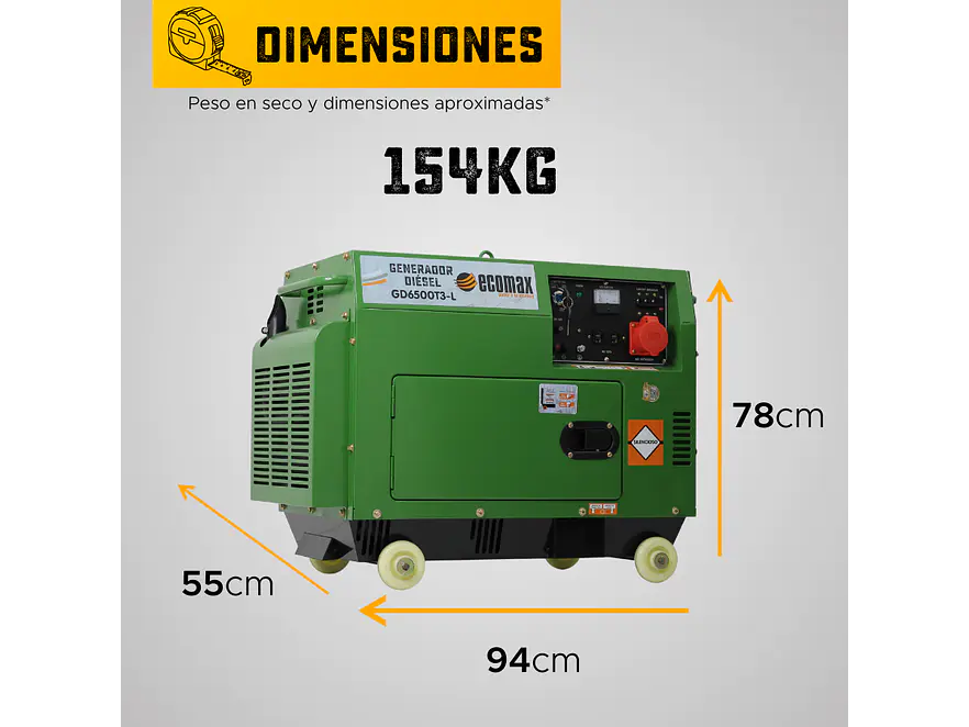 Planta Eléctrica Ecomax GD6500T3-L Trifásica Cabinada 6.5 kVA - Foto 6 | aztools.co