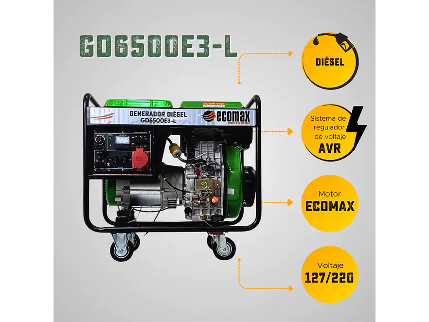 Planta Eléctrica Ecomax GD6500E3-L 7.5kVA Trifásica Abierta Diésel - Foto 5 | aztools.co