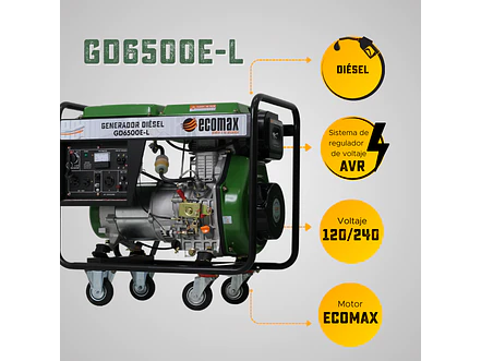 Planta Eléctrica Ecomax GD6500E-L 6.5kVA Monofásica Abierta Diésel - Foto 3 | aztools.co