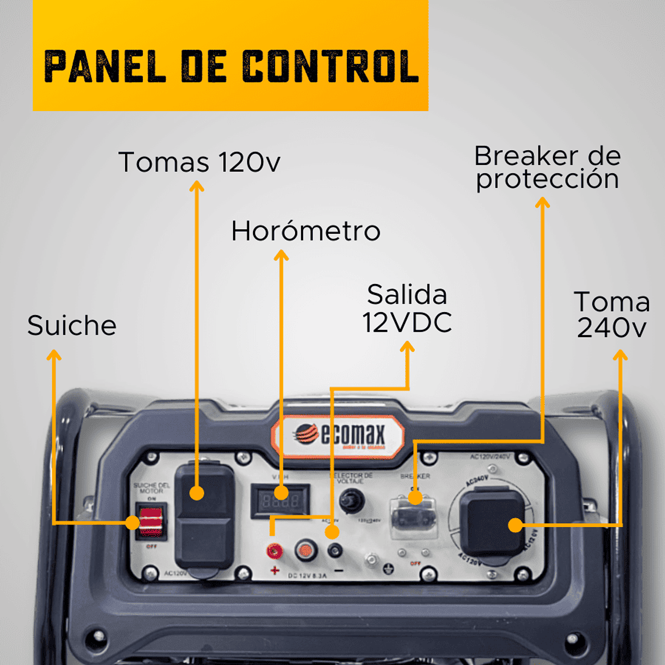 Planta Eléctrica Gasolina 8kVA, 8000W Ecomax GE8000E-K 5