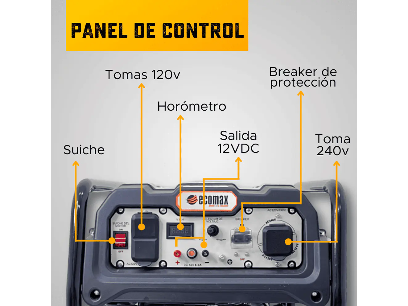 Planta Eléctrica Gasolina 8kVA, 8000W Ecomax GE8000E-K - Foto 5 | aztools.co