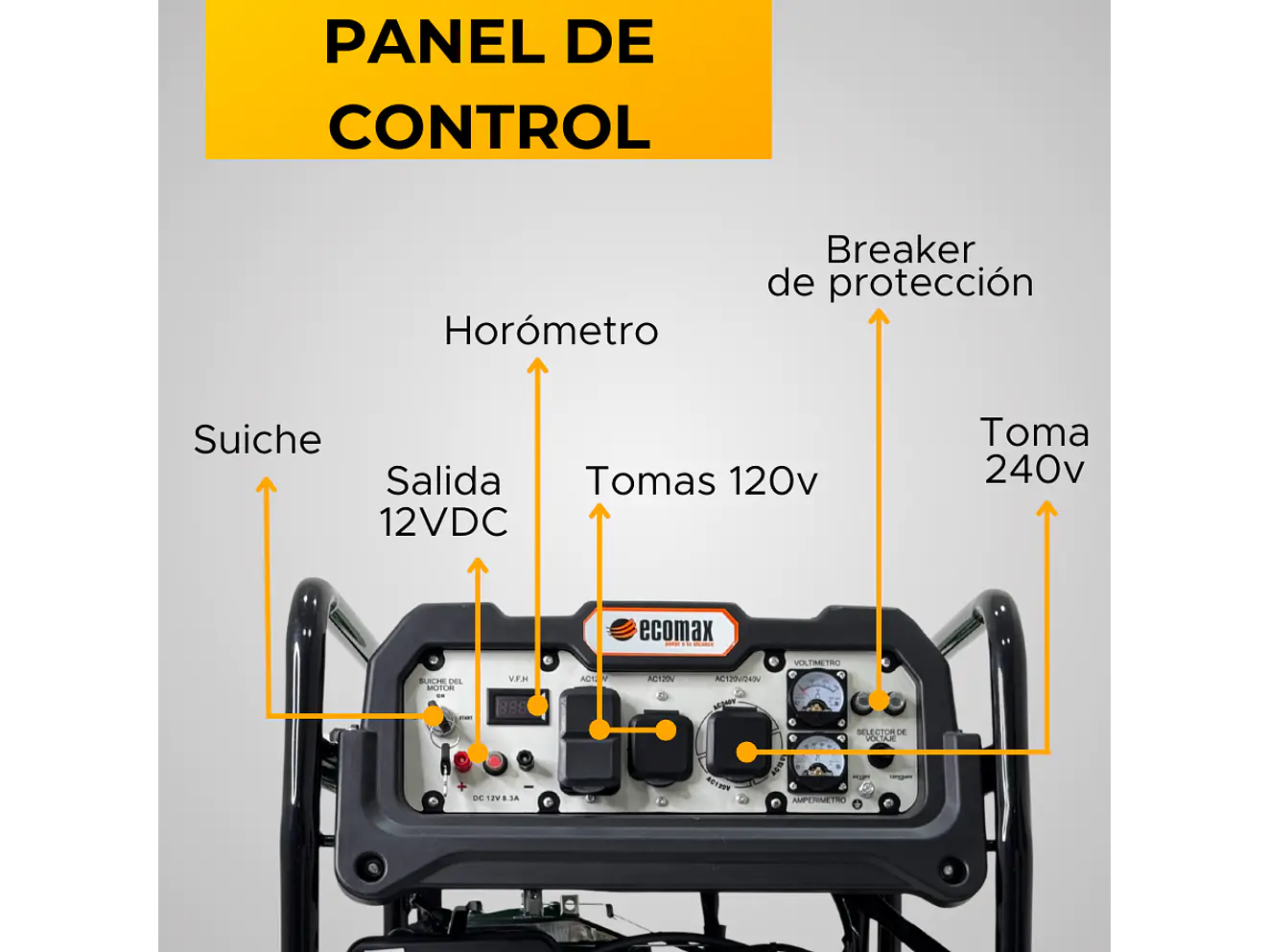 Planta Eléctrica Gasolina 7kVA, 7000W Ecomax GE6500E-K  - Foto 7 | aztools.co