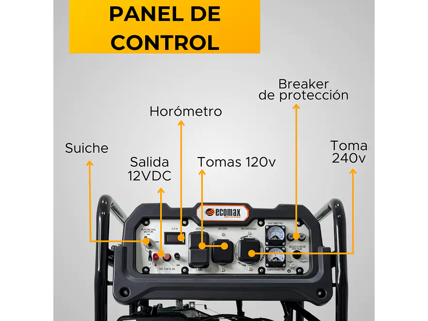 Planta Eléctrica Gasolina 7kVA, 7000W Ecomax GE6500E-K  - Foto 7 | aztools.co