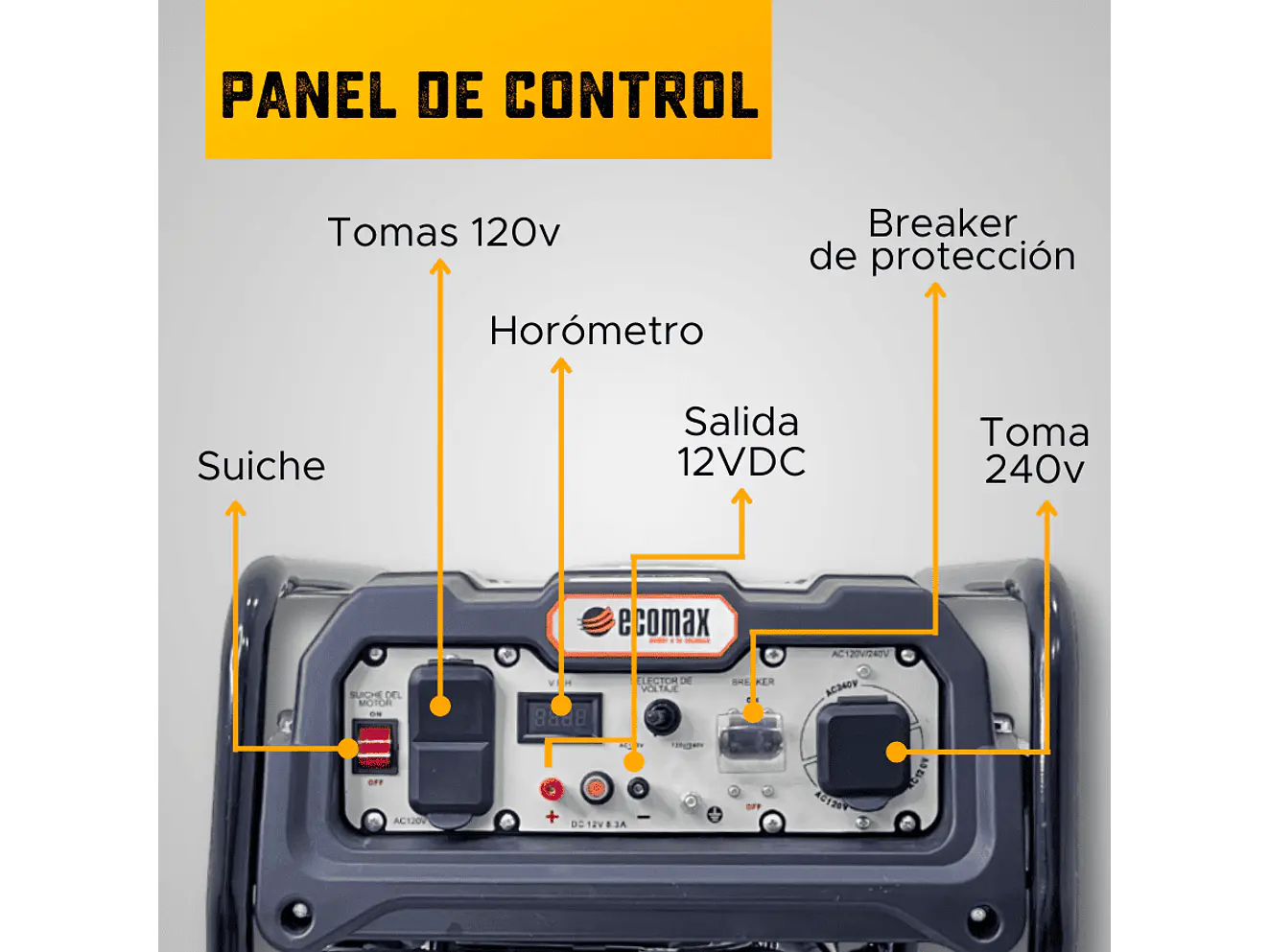 Planta Eléctrica Gasolina 2.4 kVA, 2400W Ecomax GE2500-K   - Foto 6 | aztools.co