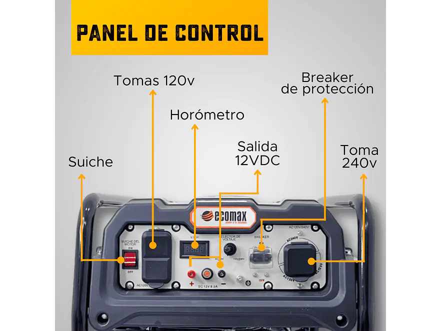 Planta Eléctrica Gasolina 2.4 kVA, 2400W Ecomax GE2500-K   - Foto 6 | aztools.co