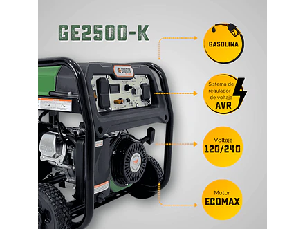 Planta Eléctrica Gasolina 2.4 kVA, 2400W Ecomax GE2500-K   - Foto 8 | aztools.co