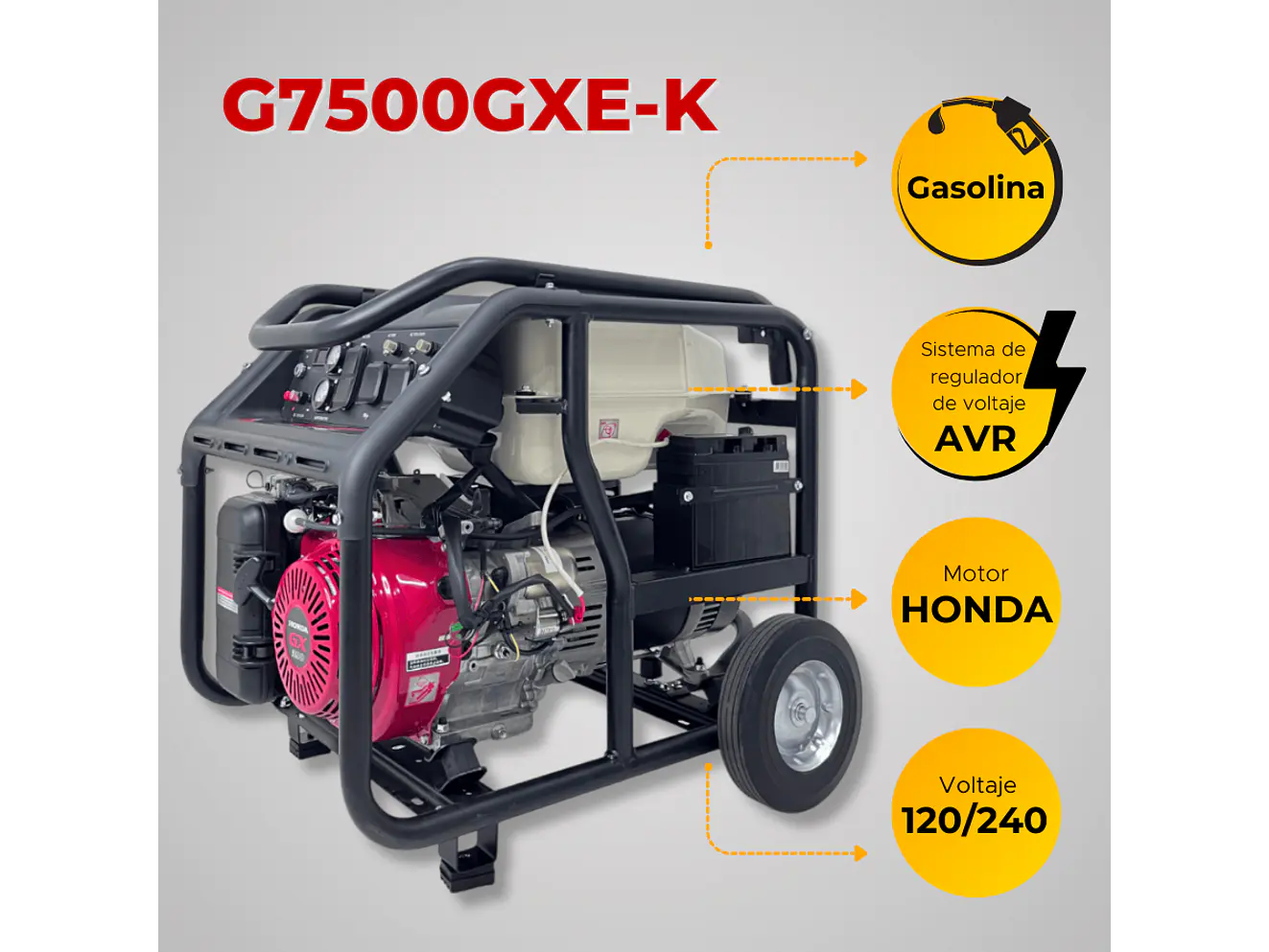 Planta Eléctrica Honda Enermax G7500GXE-K 7 kVA, 7000W, Gasolina - Foto 6 | aztools.co