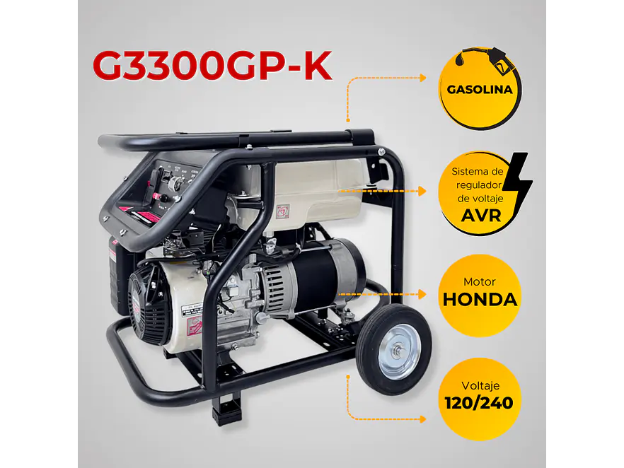 Planta Eléctrica Honda Enermax G3300GP-K 3.2 kVA, 3200W, Gasolina - Foto 7 | aztools.co