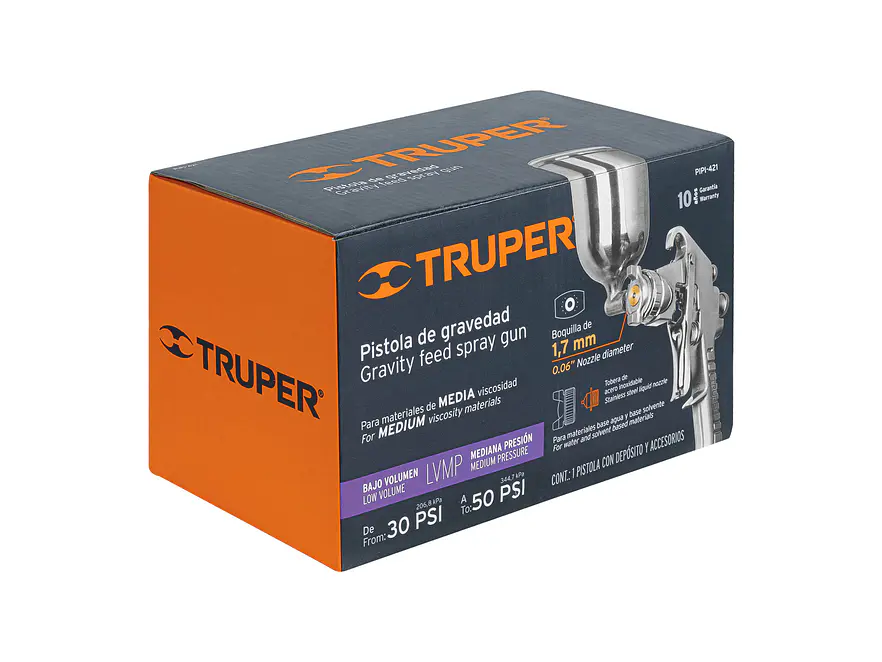 Pistola para pintar con compresor 1.7mm Truper 13061 LVMP - Foto 6 | aztools.co