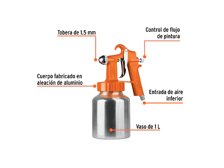 Pistola pintar baja presión Truper 19000 1.5mm  - Foto 6 | aztools.co