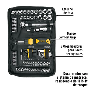 Juego De Herramienta Pretul 22984 83pz Copas Reparación Carro Moto 