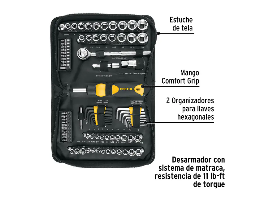 Juego De Herramienta Pretul 22984 83pz Copas Reparación Carro Moto  - Foto 2 | aztools.co